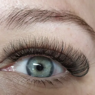 Blauwgroen oog met volume wimpers